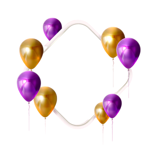 Free vector glossy balloons with blank banner 3d effect on pink background